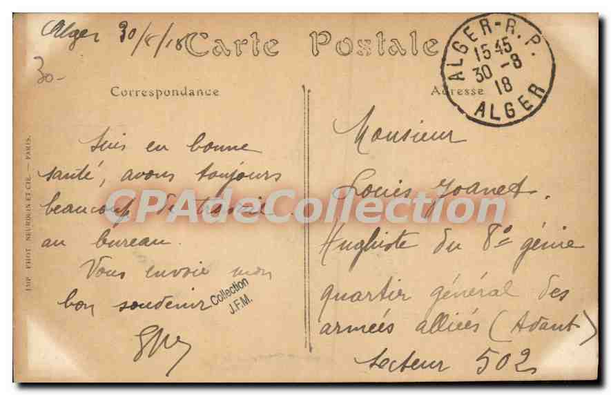 Alger — Le Boulevard de France et la Casbah — ND. Phot. n°224 — Rückseite