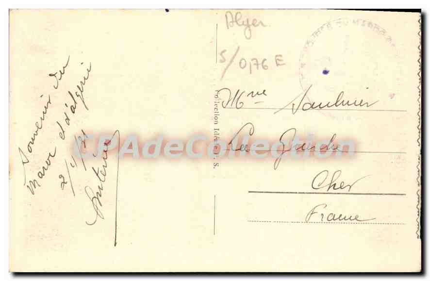 ALGER - Palais du Gouverneur à Mustapha — CPA 91, éditeur inconnu — Verso