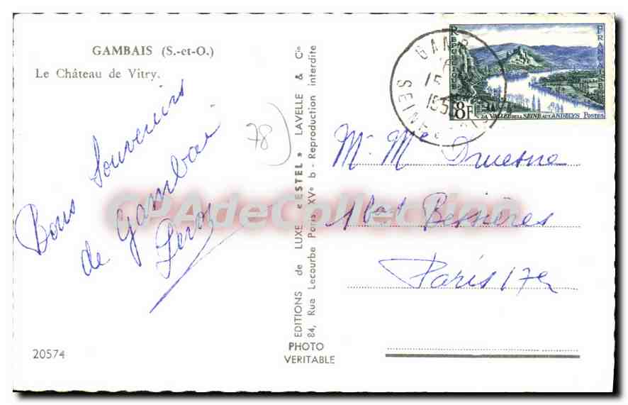 Château de Vitry — Gambais (S.-et-O.) — Éditions de Luxe Estel — Reverso
