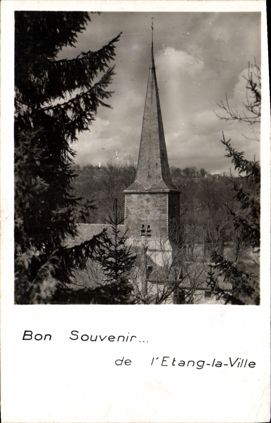 Étang-la-Ville — Église avec clocher à flèche — Bon Souvenir... — Fabrication Française