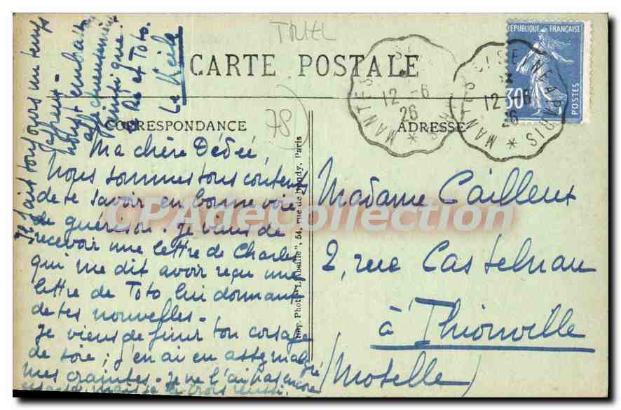 CPA Triel Pittoresque La Voute Passage Sous I'Eglise — Back