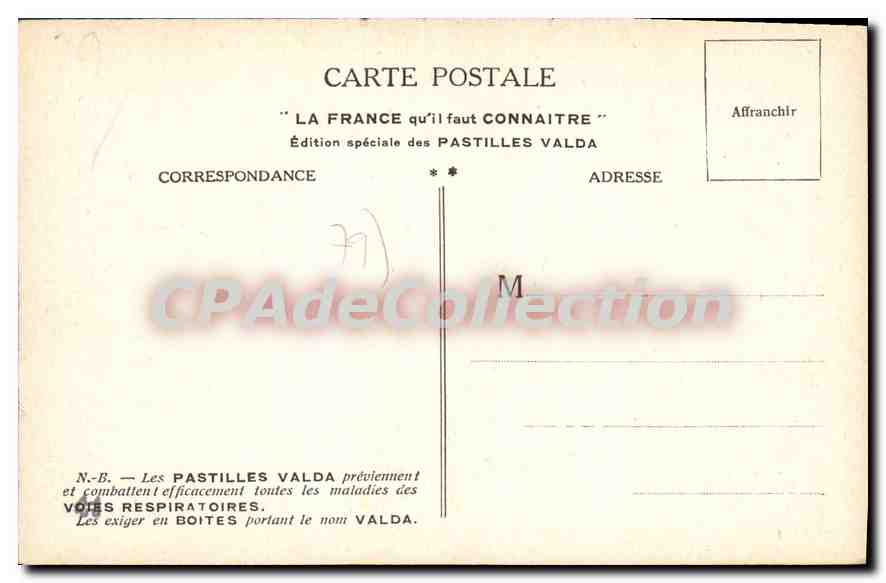 Riort — Église Notre-Dame et Château de Bressuire — Édition spéciale Pastilles Valda — Verso