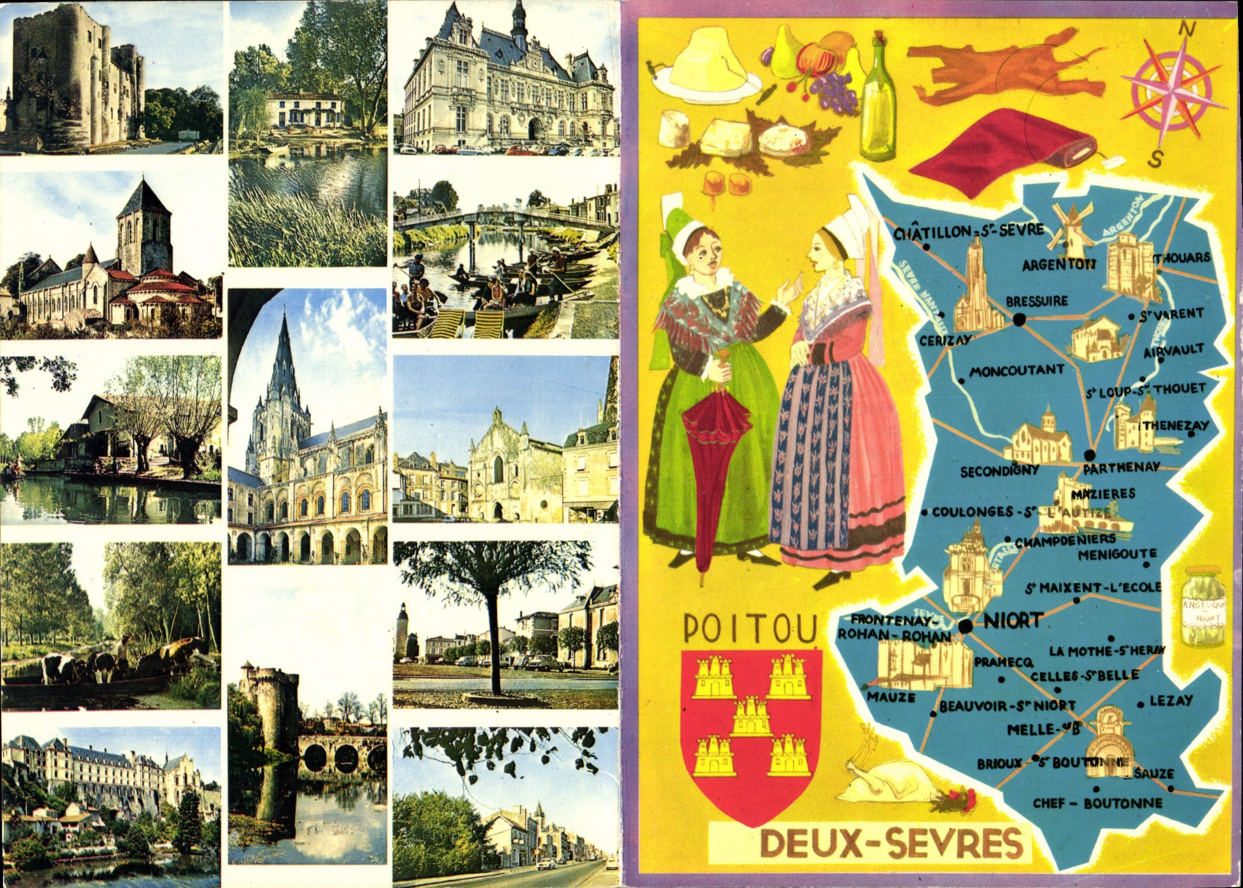 CPSM Niort Deux Sevres Prefecture carte double Cerizay Airvault Moncoutant Secondigny Menigoute Leza