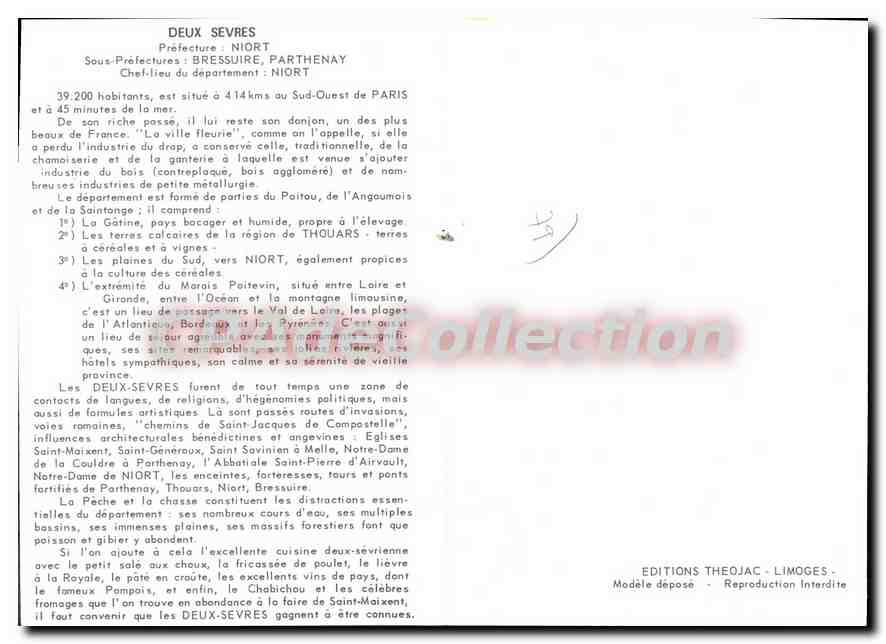 CPSM Niort Deux Sevres Prefecture carte double Cerizay Airvault Moncoutant Secondigny Menigoute Leza — Verso