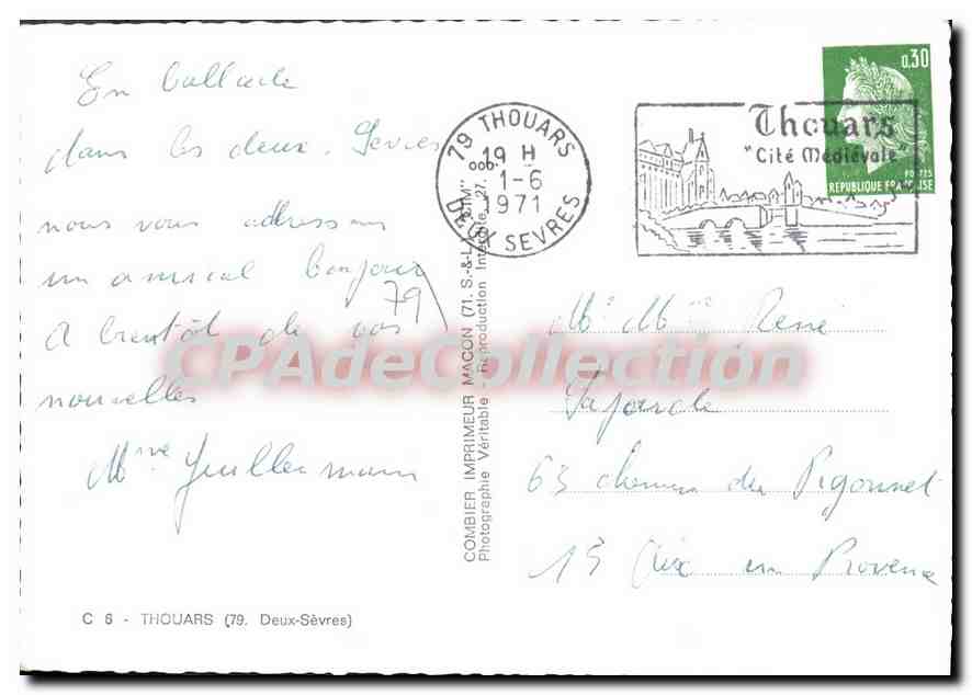 Thouars — Cité Médiévale — Combiér Imprimeur — Verso