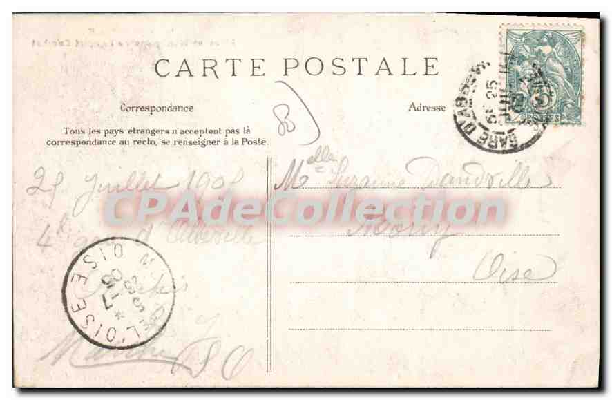 CPA Abbeville place et Monument De l'amiral Courbet — Verso