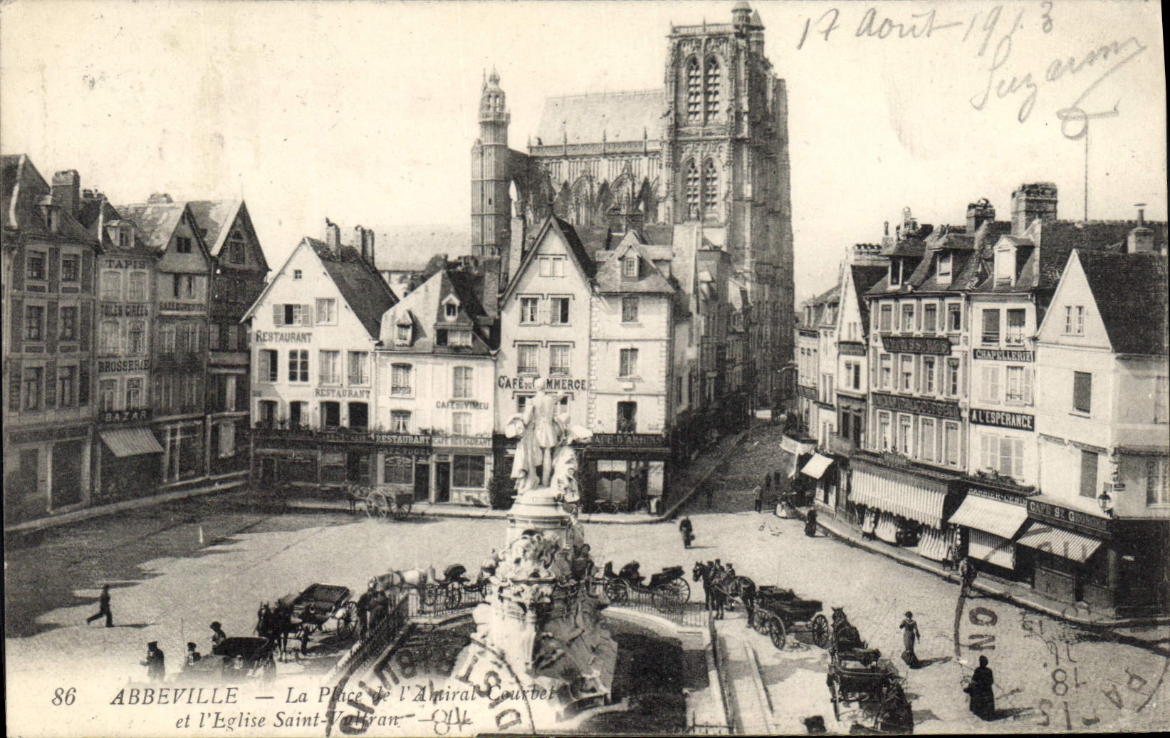 Abbeville — La Place de l'Amiral Courbet et l'Église Saint-Valéran — éditeur anonyme, n° 86