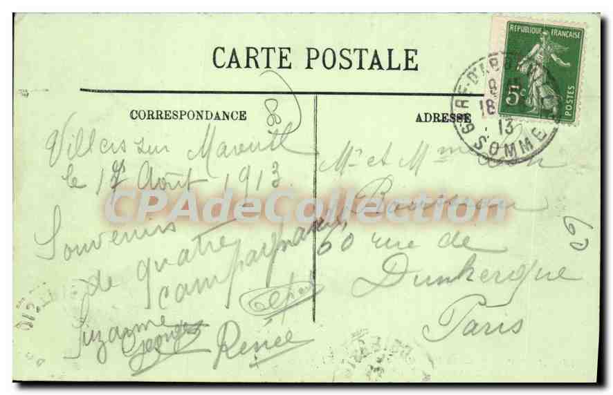 Abbeville — La Place de l'Amiral Courbet et l'Église Saint-Valéran — éditeur anonyme, n° 86 — Verso