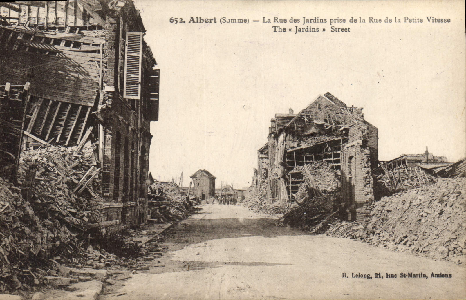 Albert (Somme) — Rue des Jardins détruite — R. Lelong, 21 rue St-Martin, Amiens