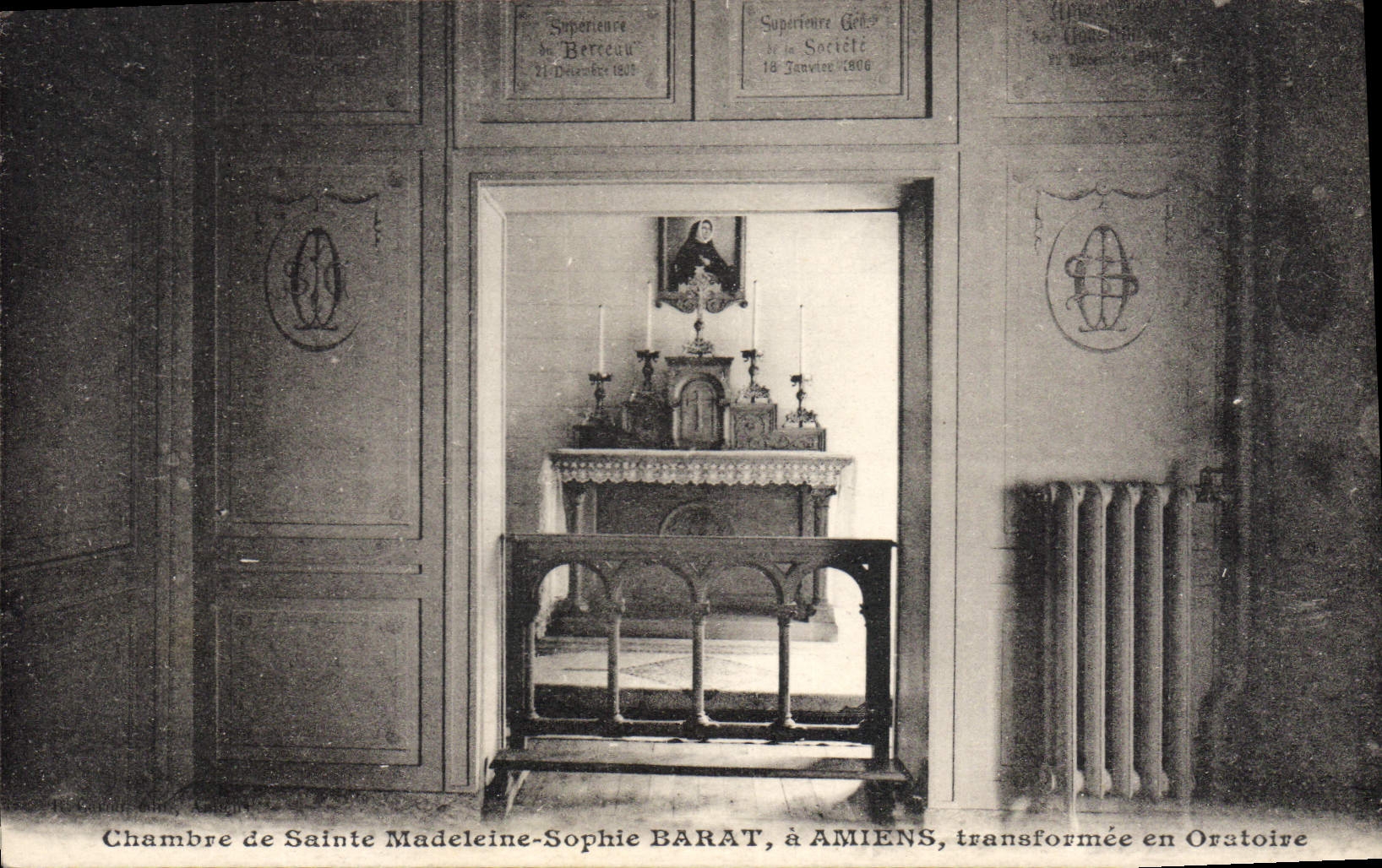 Chambre de Sainte Madeleine-Sophie BARAT, à AMIENS, transformée en Oratoire