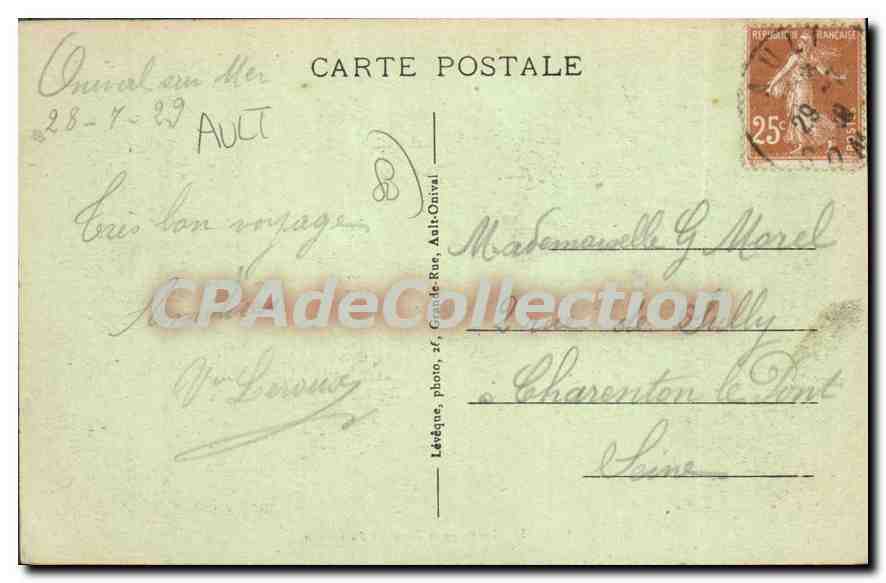 CPA Onival La Plage Et I'Avenue Du Casino — Back
