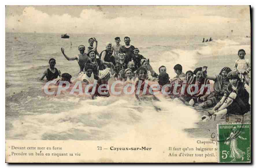 Cayeux-sur-Mer — baigneurs en mer agitée — Chapuzot, n°73