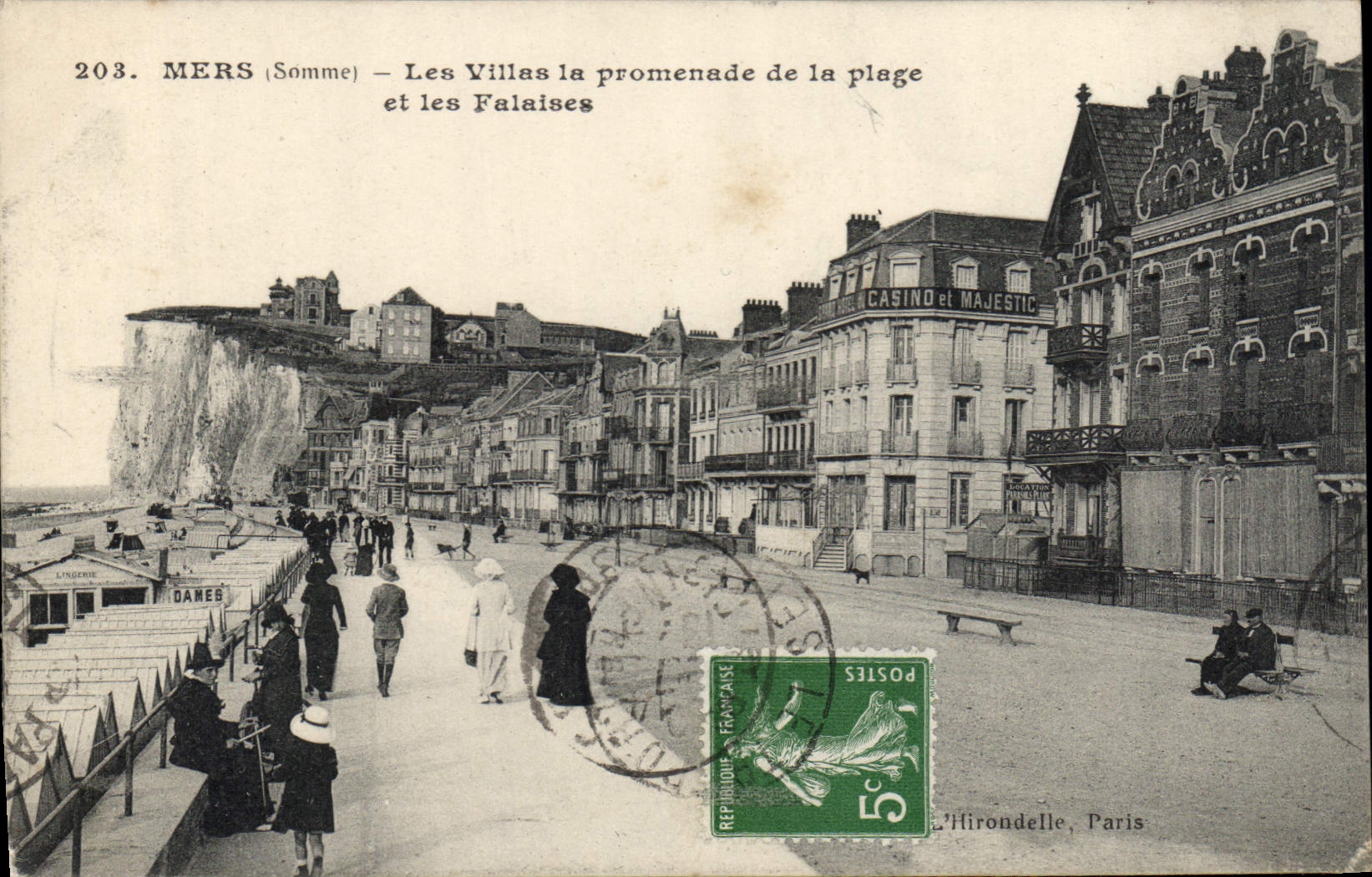 MERS (Somme) — Les Villas la promenade de la plage et les Falaises — Éditeur L'hirondelle, Paris, n°203