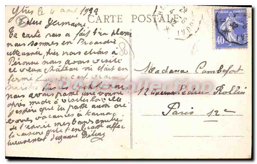 Péronne - La Porte Bretagne (extérieur) — Souillard, Phot. édit. - Péronne — Verso