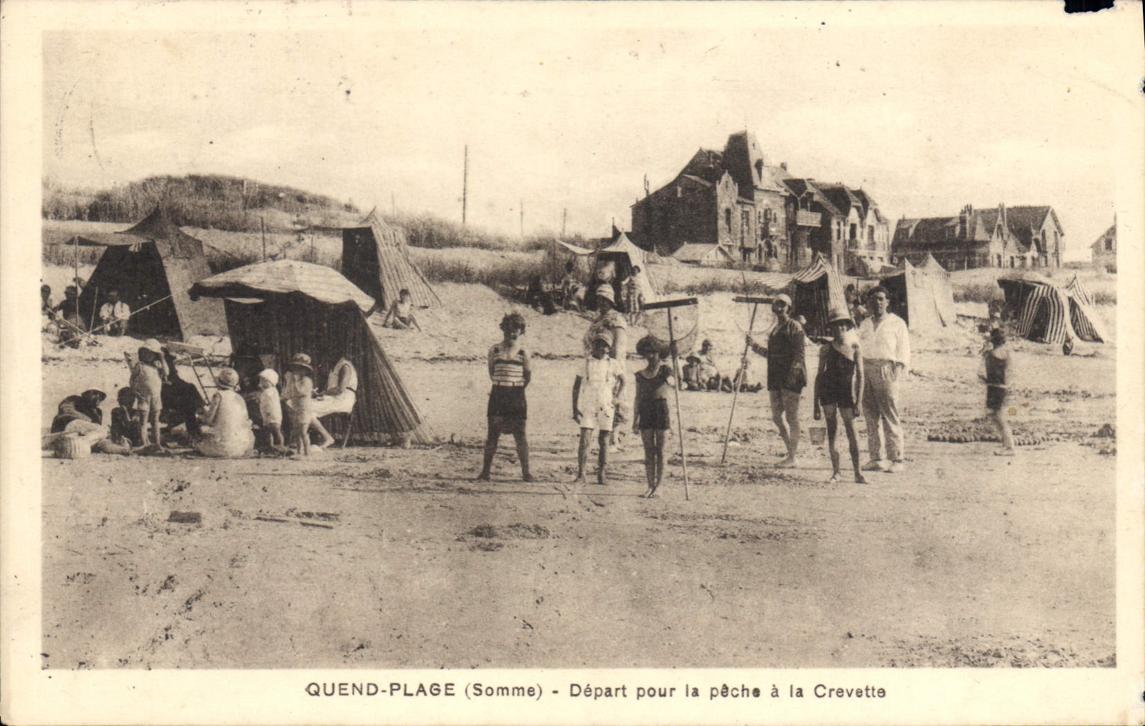 CPA Quend Plage Depart Pour La Peche La crevette