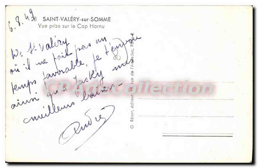 CPA Saint Valery Sur Somme Vue Prise Sur Le Cap Hornu — Back