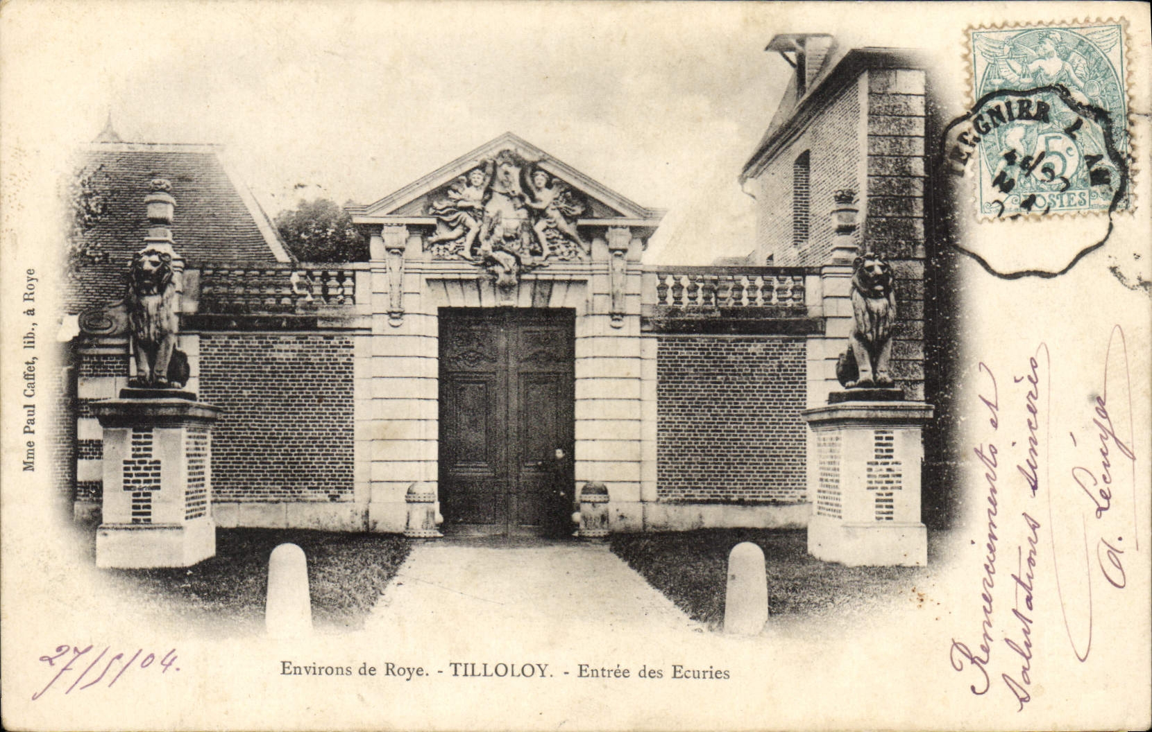 CPA Roye Tilloloy Entree Des Ecuries