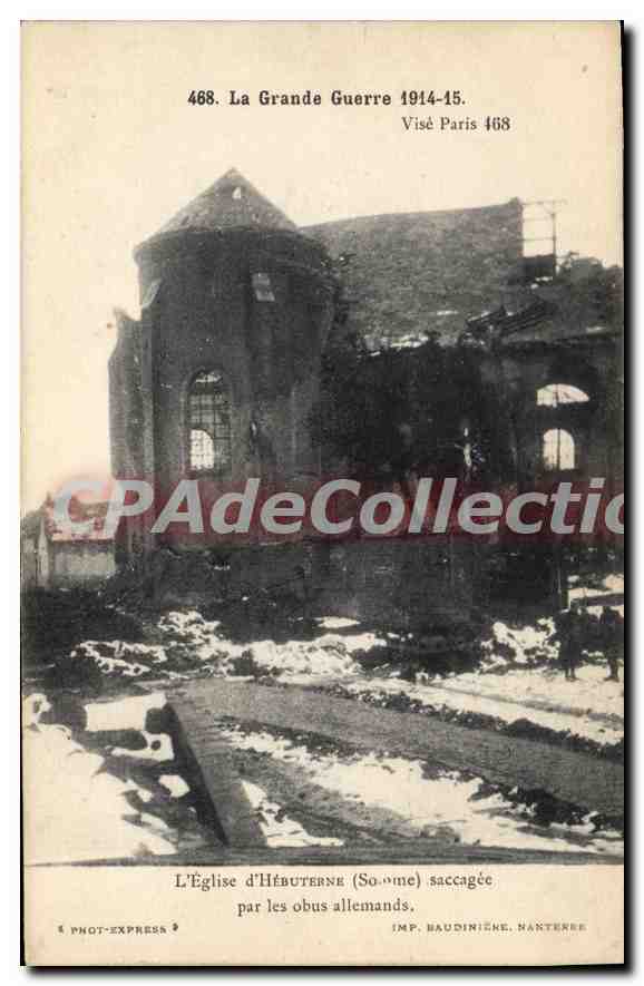 Église d'Hébuterne (Sceaux) — détruite par les obus allemands — Phot-Express, n° 468