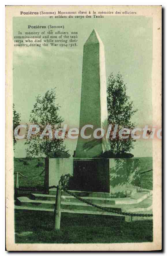 CPA Pozieres Monument Eleve La Memoire Des Officiers et soldats du corps des tanks