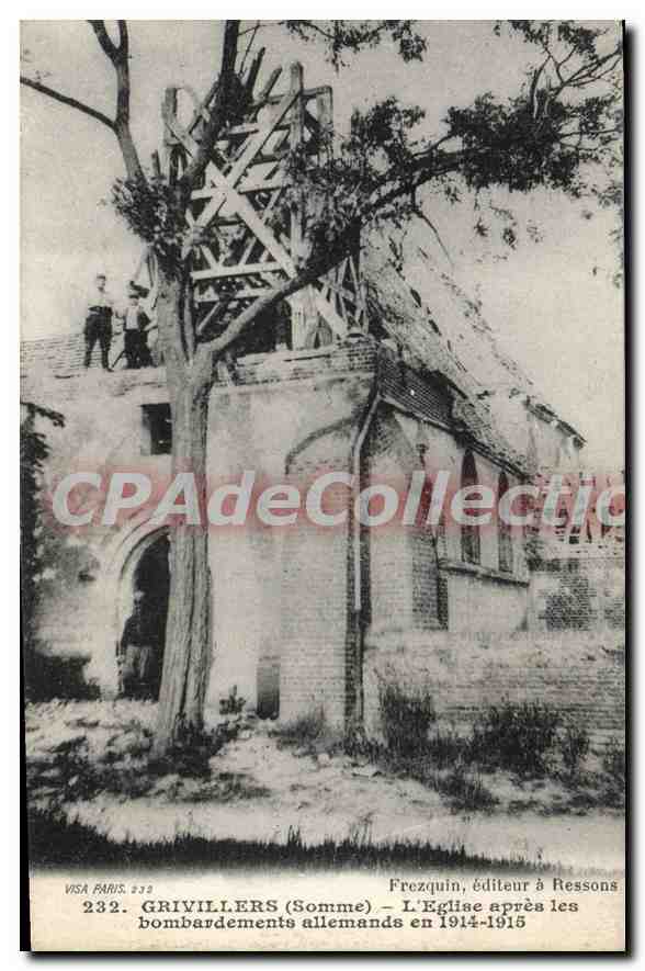 CPA Grivillers L'Eglise Apres Les bombardements allemands