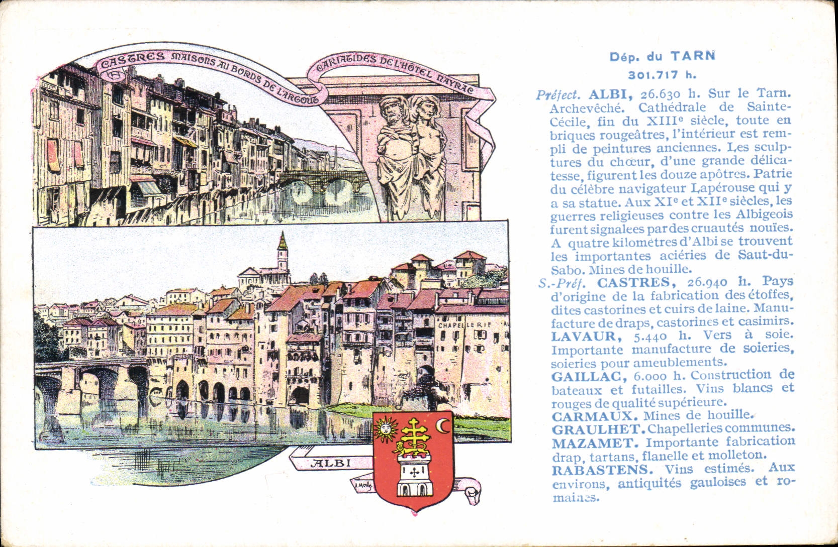 Castres, maisons au bord de l'Ariège — Cartes postales de la France — Édition spéciale Pastilles Valda