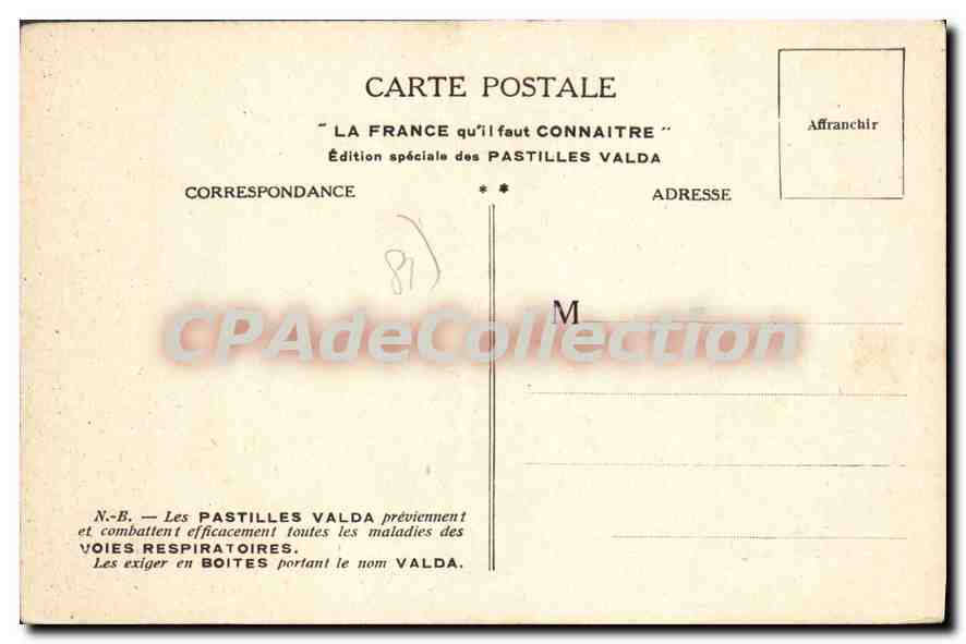 Castres, maisons au bord de l'Ariège — Cartes postales de la France — Édition spéciale Pastilles Valda — Reverso