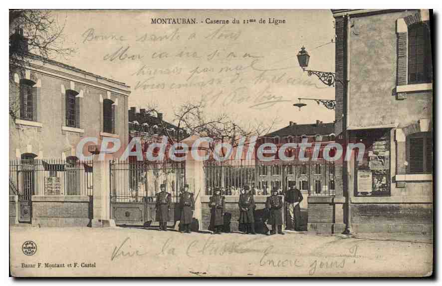 Montauban - Caserne du 11ème de Ligne — éditeur Darar F. Montaut et F. Castel