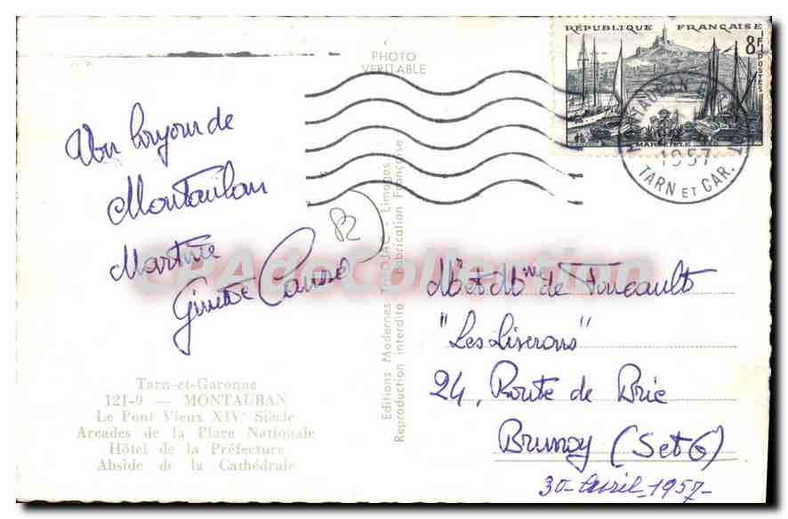 Montauban — vue composite de pont, arcades, hôtel et cathédrale — Éditions Modernes Limoges — Reverso