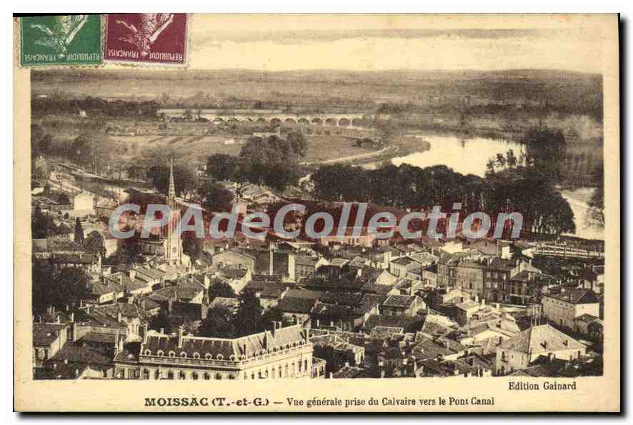 Moissac (T.-et-G.) — Vue générale prise du Calvaire vers le Pont Canal — Édition Gainard
