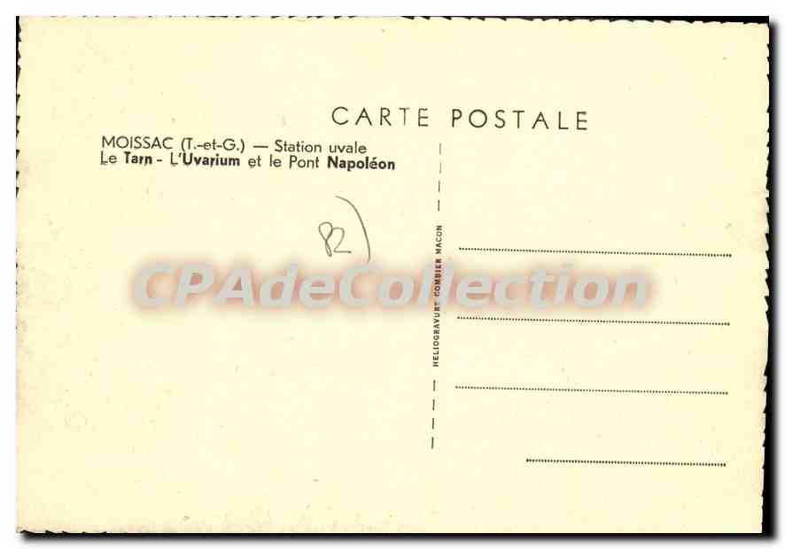 Moissac (Tarn) — Station Uvairum et Pont Napoléon — Héliogravure Combier Macon — Achterkant