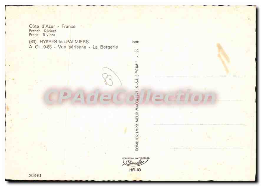 Hyères-les-Palmiers — Vue aérienne — La Bergerie — CIM — Reverso