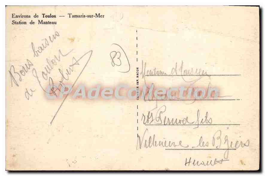 Tamaris-sur-Mer — Station de Manteau — Éditeur : CARRIERE IMP. MACON — Reverso