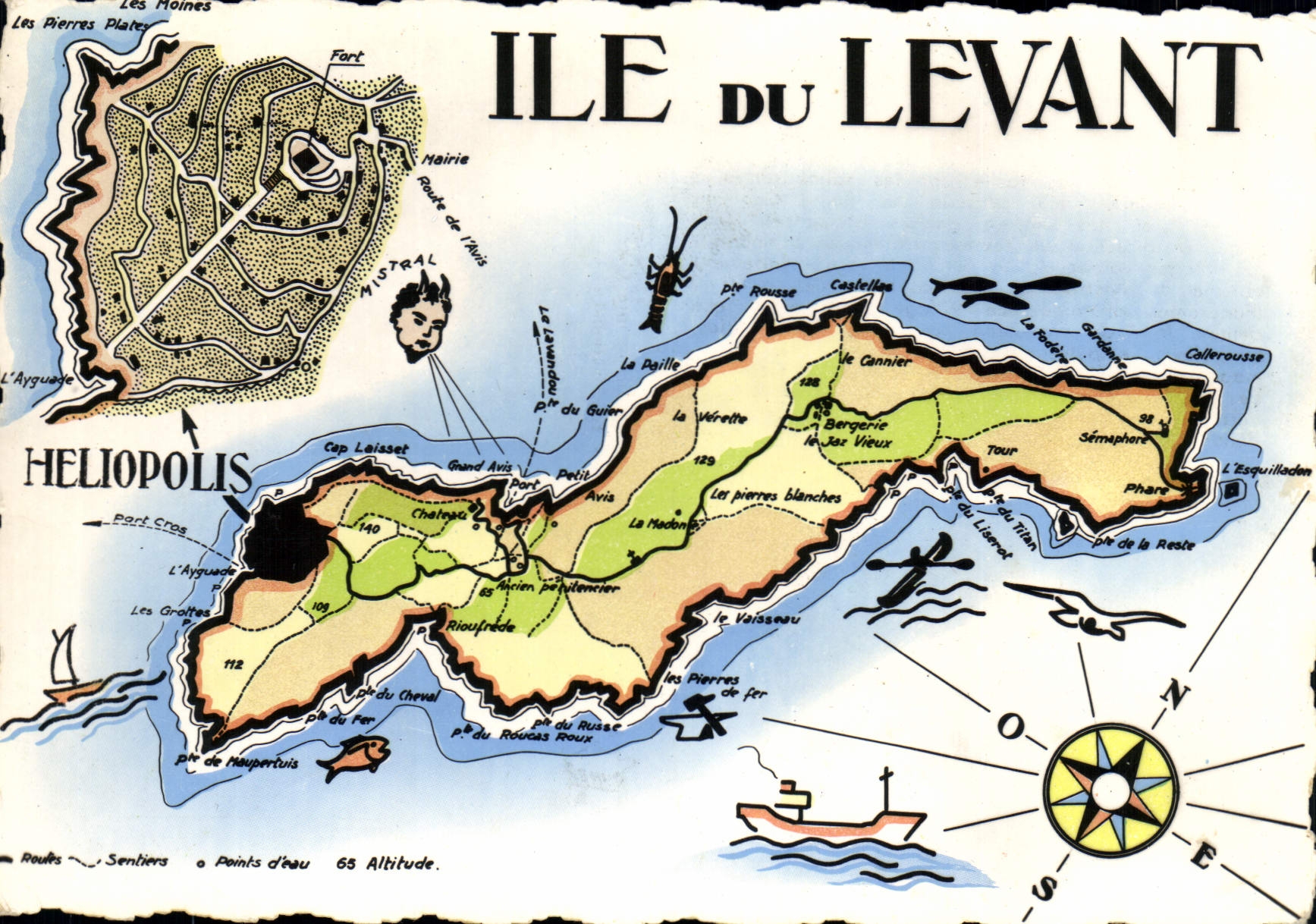 Insel Levant — Illustrierte Touristenpostkarte — Éditions de France, Nr. 3345