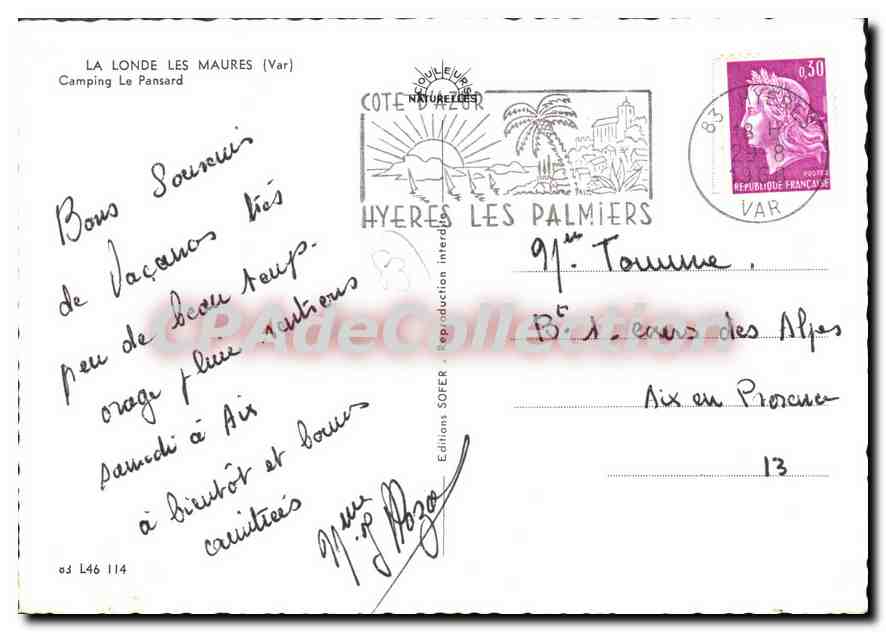 CPSM La Londe Les Maures Camping Le Pansard — Verso