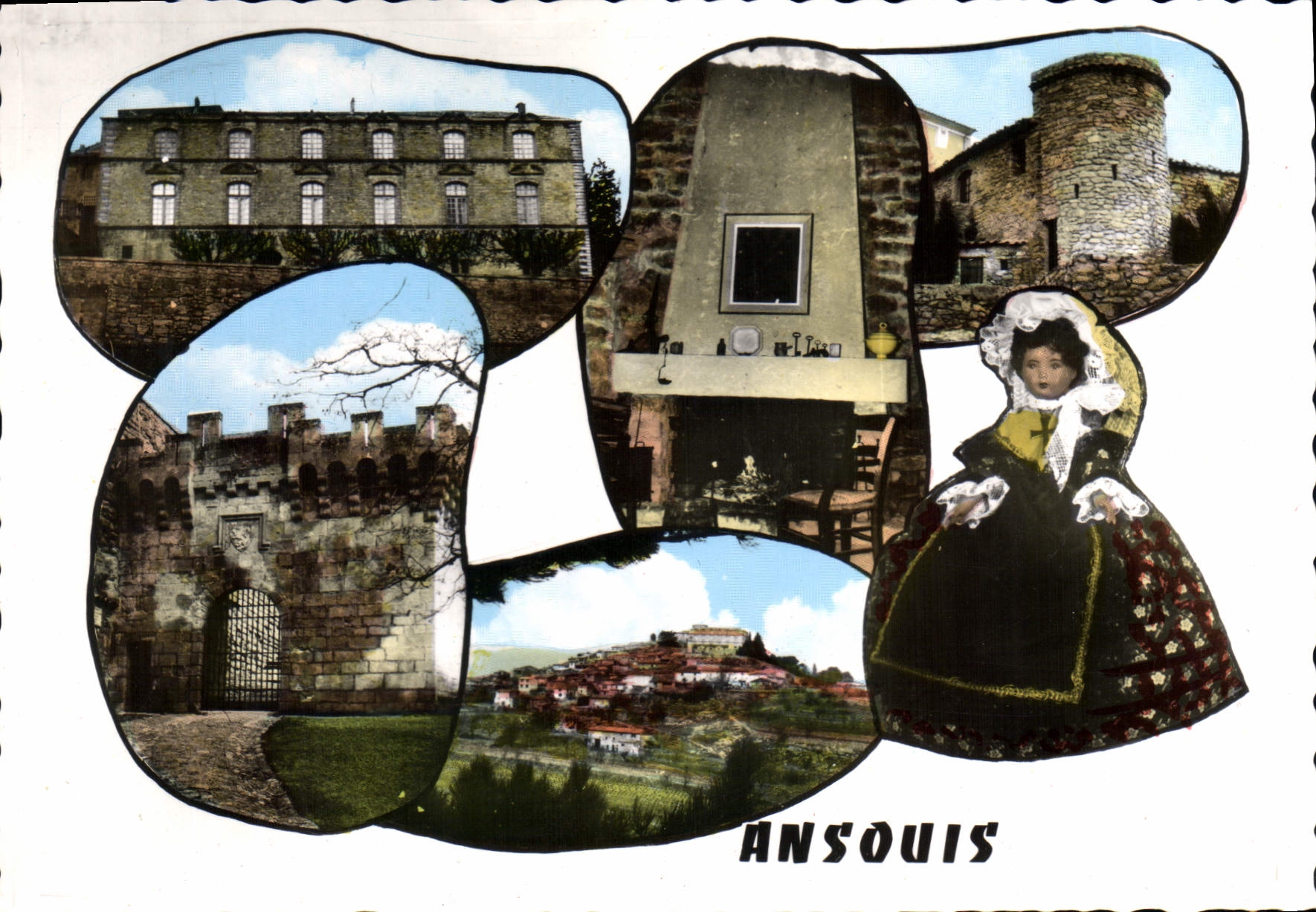 Ansouis — Collage de paysages et costume local — Les Editions du Sud-Est, n° SE 943 - Voorkant