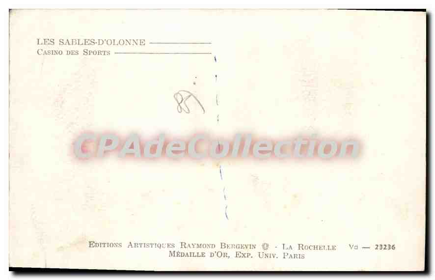 CPA Les Sables D'Olonne Casino Des Sports — Back