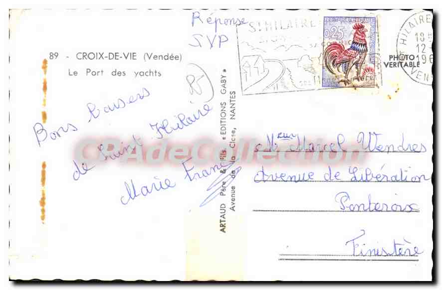 CPA Croix De Vie Le Port Des Yachts — Back