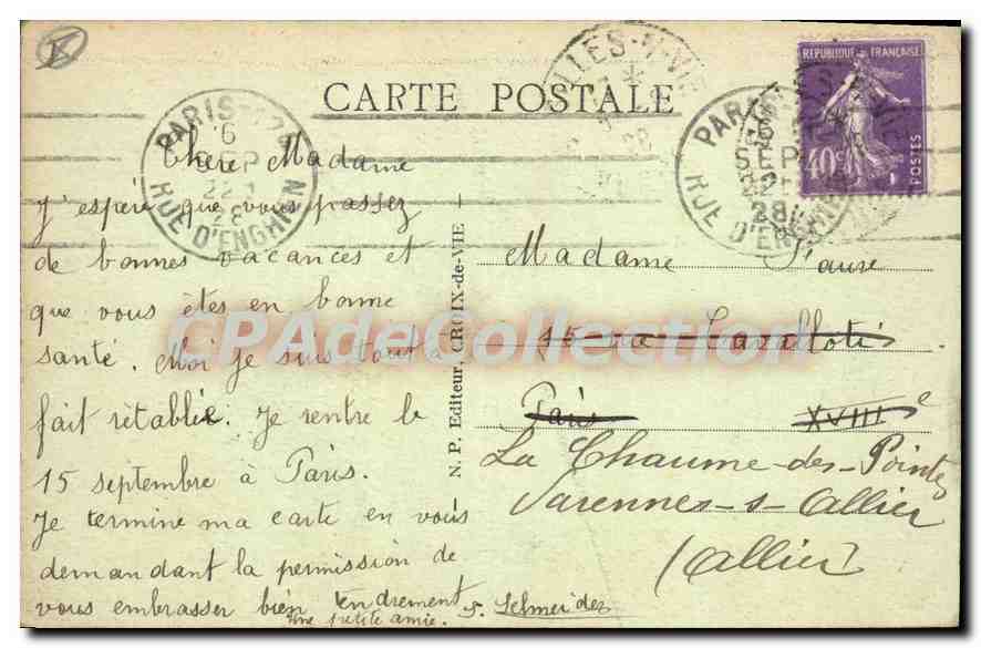 Croix-de-Vie (Vendée) — Les Rochers de la Pelle à Porteaux. En face, les villas "Palsible" et "Lucia" — Reverso