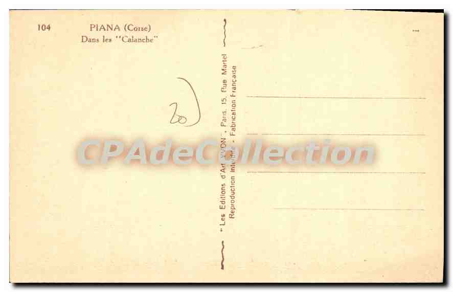 CPA Piana Dans Les Calanche — Verso