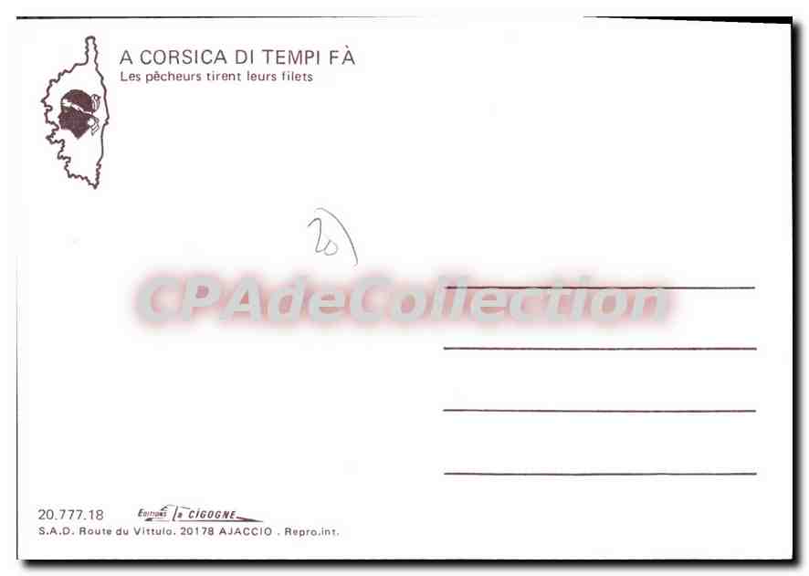 CPSM A Corsica Di Tempi Fa Les Pecheurs Tirent Leurs Filets — Verso