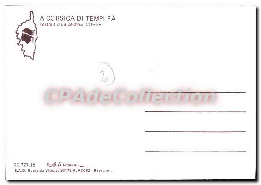 CPSM A Corsica Di Tempi Fa Portrait D'Un Pecheur Corse — Verso