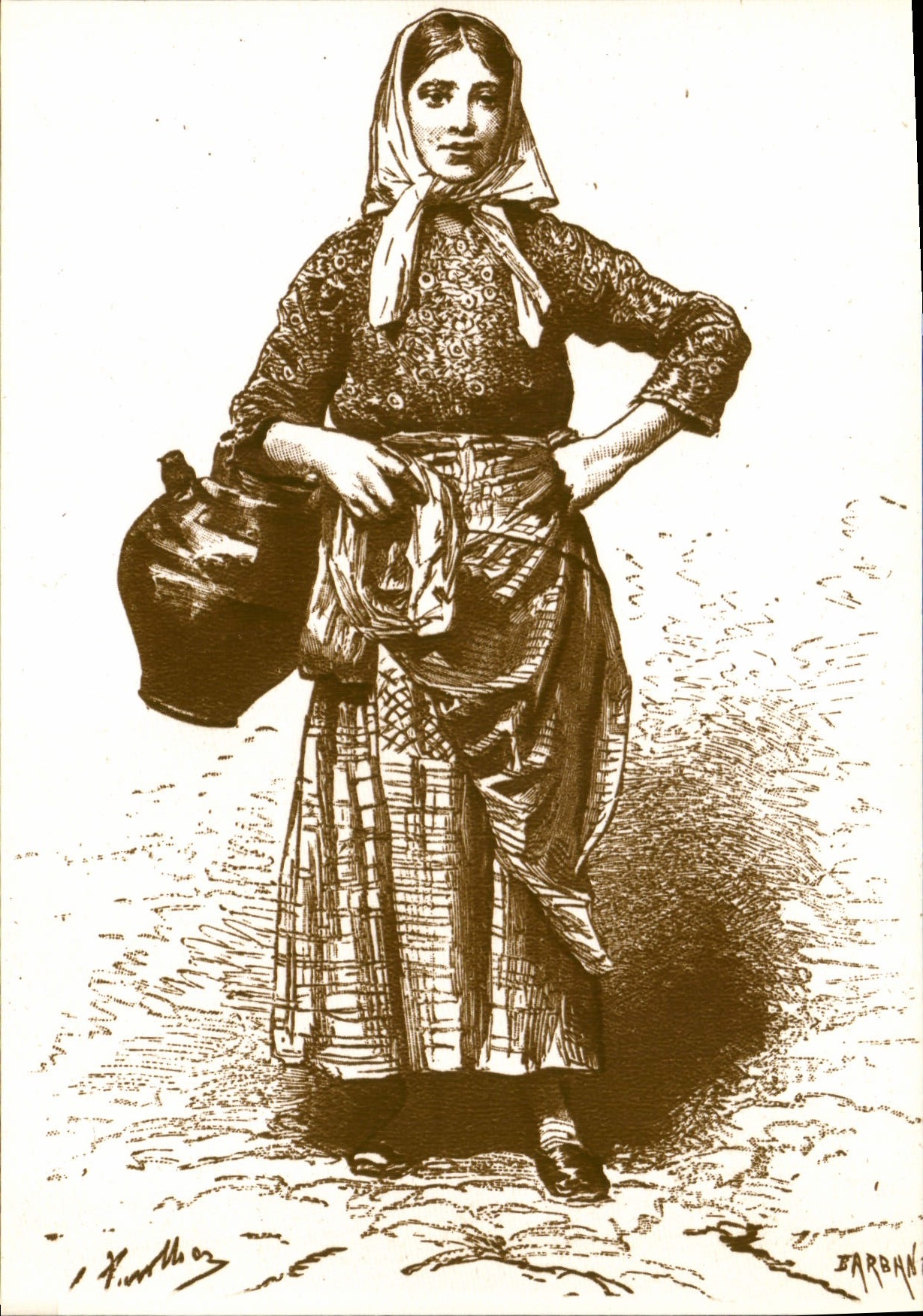 Femme à la cruche — Corse — édition S.A.D. Route du Vittuio