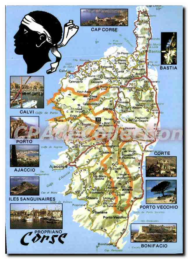 Corse — Carte établie d'après la carte Michelin n° 989 — Éditeur Larrieu