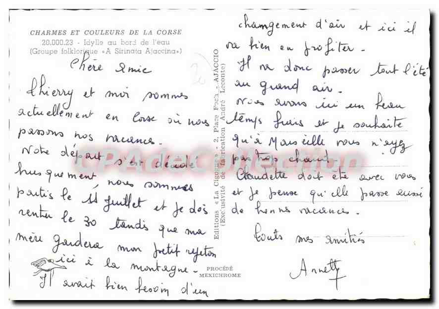 Idylle au bord de l'eau — Groupe folklorique 'A Stirinda Ajaccino' — Éditions La Cigale — Verso