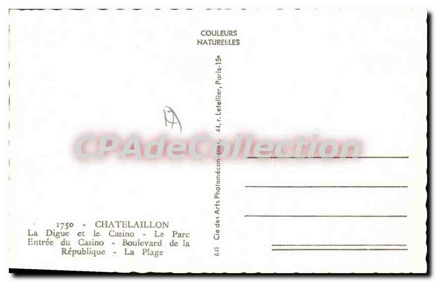 Chatelaillon — vue panoramique — Cie des Arts Photomécaniques, Paris — Verso
