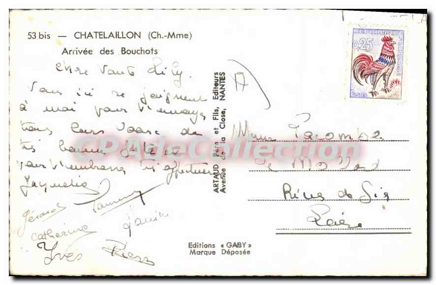 CPA Chatelaillon Arrivee Des Bouchots — Back