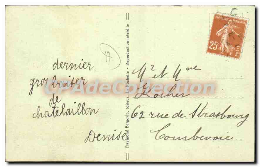 Châtelaillyon — Boulevard de la Plage — éditeur Raymond Bergévin, n° 8684 — Achterkant