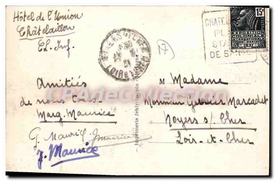 ChâtelailloN — La Plage — Imprimerie Lehy-Teopin — Verso