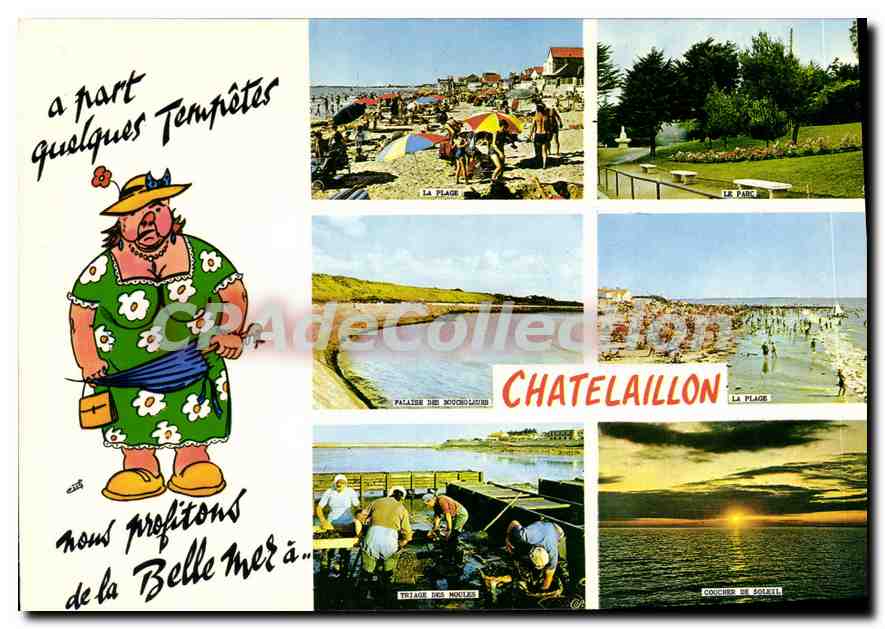 Châtelailhon — Plage, parc, palais des moules, coucher de soleil — CPA-THÉOAC Éditions Bézuilles