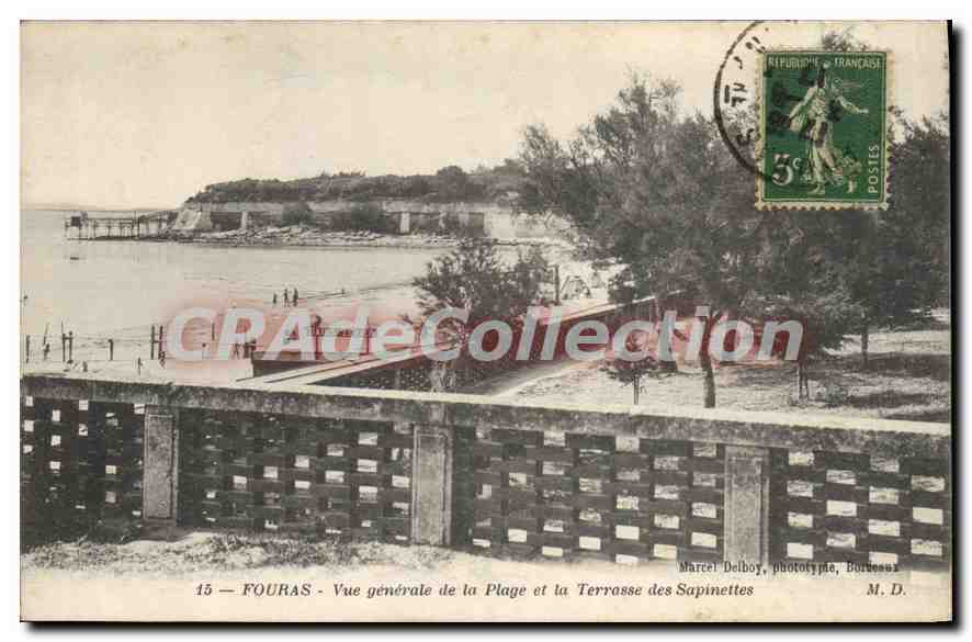 Fouras — Vue générale de la Plage et la Terrasse des Sapinettes — Marcel Delboy, phototypie, Bordeaux